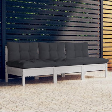 Homgoday Gartensofa mit 3 Sitzplätzen, anthrazit, massives Kiefernholz, Sofas für den Außenbereich, Sofa, Sofa, Gartensofa, Wohnzimmer, Terrasse, Außenbereich, Möbel