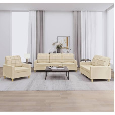 ZEYUAN 3201244 3 dalių sofos komplektas su pagalvėle, kreminis audinys, sofa su poilsio funkcija, sofos komplektas, svetainės sofa, sofa, sofos komplektas