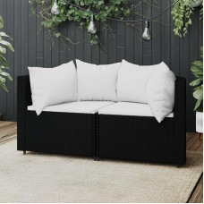 Svetainės baldų komplektai, svetainės sofos, sofos lova, sodo kampinės sofos su pagalvėlėmis, 2 vnt., juoda modulinė sofa, modulinė sofa, modulinė sofa, lauko terasos baldai