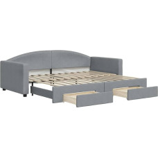 vidaXL Dienos lova, išskleidžiama sofa lova su stalčiais, svečių lova, sofa lova miegamajame, svetainėje, išskleidžiama sofa lova, šviesiai pilka, 90 x 200 cm audinys