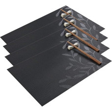 Puikūs PVC rinkiniai, Garten-Staubschutz, Wohnzimmer, Schlafzimmer, Dekorationsmatte, Glasuntersetzer, Schüsselmatte, 45 x 30 cm, fünf Farben, Tischsets (schwarz)
