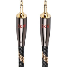 SKW Audiophile AUX Cable, 3.5 mm Jack Cable with 6 mm Stereo Audio Cable for Subwoofer, Home Cinema and More (1.5 m, Black)