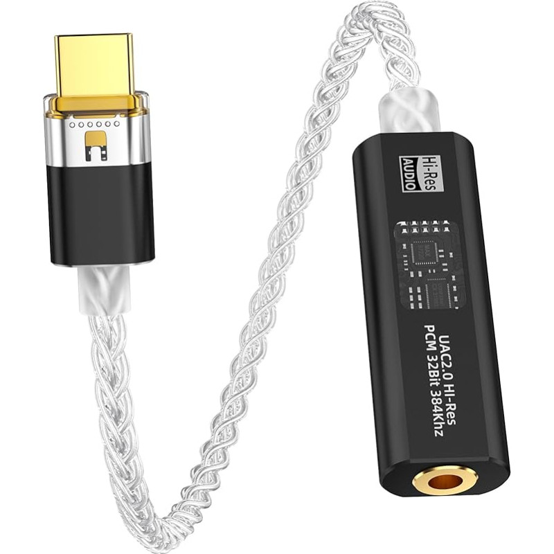 Ausinių stiprintuvas DAC ausinių adapteris Hi-Res Audio 32bit/384kHz 8 branduolių varinis kabelis 