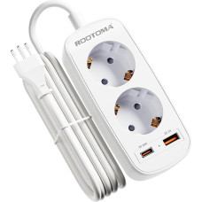 Adapteris Italija su PD20W USB greituoju įkrovikliu, Italijos kištukinis adapteris, dvipusis kištukinio lizdo adapteris Italijai, Čilei, Urugvajui, Etiopijai, Eritrėjai, Sirijai, 1,5 m kabelis, L tipo