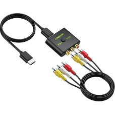 LiNKFOR RCA į HDMI keitiklis, 4:3/16:9 AV į HDMI adapteris, 1080P kompozitinis CVBS AV į vaizdo garso keitiklį adapteris, skirtas Wii/PS1/PS2/N64/Xbox/DVD/VCR, palaiko PAL/NTSC