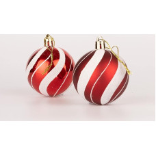 60mm/18pcs Kalėdų Baubles Shatterproof raudona balta saldainiai juostelės Kalėdų eglutė dekoracijos Baubles ornamentai Baubles Kalėdų dekoracijos atostogų dekoracijos Shiny Matte Glitter