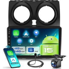 VECHTEL 8 Core 4G + 64G Car Radio Android 15 for Nissan Qashqai J10 2006-2016, 9 Inch HD IPS Touchscreen Car Radio with DSP Wireless Carplay Android Car GPS Wi-Fi Bluetooth FM RDS Radio Reversing Camera