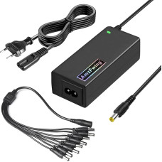 12V 5A CCTV kameros maitinimo šaltinis, 100V-240V kintamosios srovės į nuolatinės srovės maitinimo adapteris su 1-8 skirstytuvo kabeliu, tinkamas 