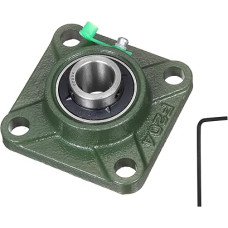 tiekimo žemėlapis UCF204 Stehlager, 20 mm Bohrung, selbstausrichtend, massiver Gusseisen-Sockel, verchromter Stahl, quadratischer Flansch, Kugellager (ABEC3)