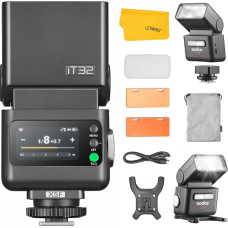GODOX IT32 TTL fotoaparato blykstė su X5F belaidžiu blykstės paleidikliu FUJI, 2.4G belaidė blykstė HSS 1/8000 s, įmontuotas imtuvas ir ličio baterija, 510 pilnos galios blyksnių, LED modeliavimo šviesa