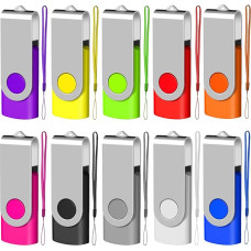 EASTBULL USB atmintinė 10 sulankstomų USB 2.0 atminties kortelių pakuotė, 16 GB, įvairiaspalvė