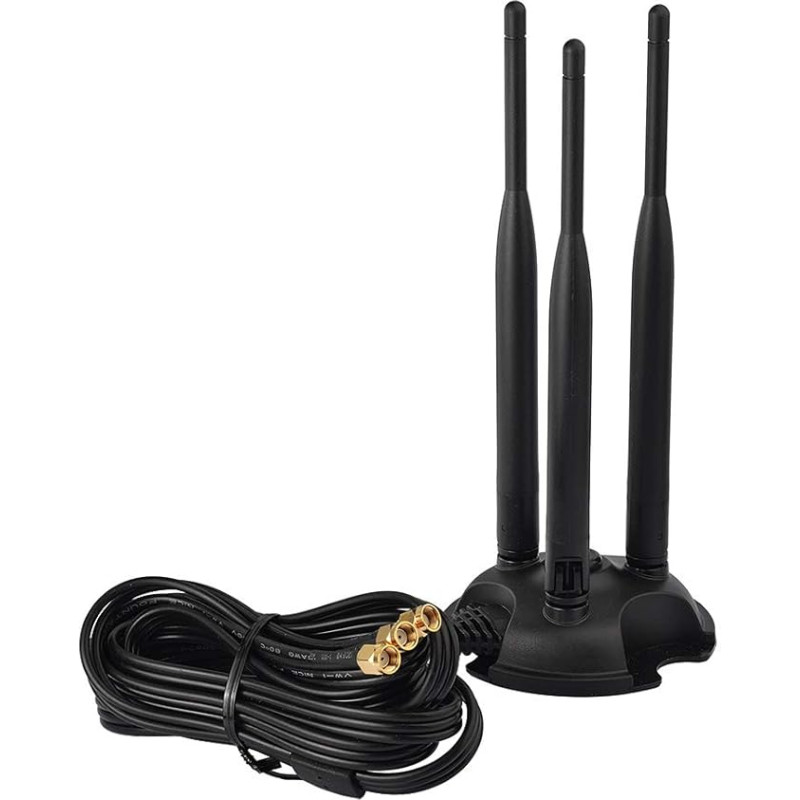Eightwood WiFi antena 2.4G 5.8G WLAN antena RP-SMA su 2 m ilginimo kabeliu, skirta WLAN PCI WiFi kortelei maršrutizatoriui, mobiliajam prieigos taškui, WLAN kortelei, išorinei USB jungčiai