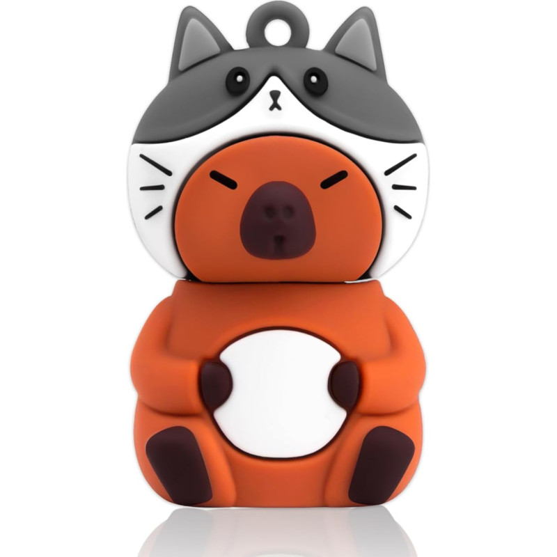 64 GB USB atmintinė USB atminties kortelė USB tušinukas USB rašiklis Mielas Capybara dizaino atminties kortelė tinka vaikams, studentams, absolventams, dovanų suvenyras - kačiuko kepurė
