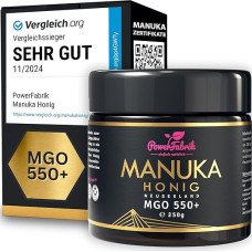 Manuka medus | MGO 550+ | 250g | originalus iš Naujosios Zelandijos | stiklinėje | grynas, žalias ir sertifikuotas | aukščiausios kokybės, 100 % natūralus | PowerFabrik