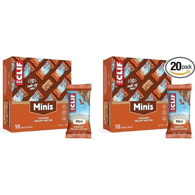 CLIF BAR Minis | užkandžiai | traškus žemės riešutų sviestas | su 4 g pflanzlichem Eiweiß | užkandžiai keliaujantiems | 10 x 28 g (pakuotė su 2)