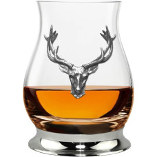 English Pewter Company Glencairn WGP002 Stag Head Whisky Glass, 350 ml