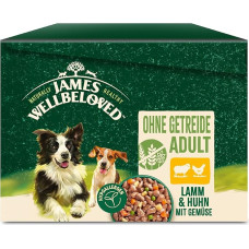 James WELLBELOVED 12 x 90 g Dog Portion Bags, Wet Food without Cereals, Lamb & Chicken with Vegetables in Sauce