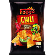 Fuego - Tortilla Chips Chili | Mexican Tortilla Chips with Chilli Flavour | Crispy Snack Made of Corn Flour | 150 g in Bag