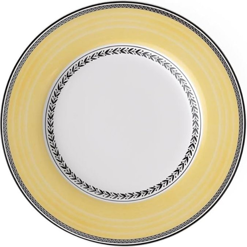 Villeroy & Boch Audun Fleur Flat Plate, 27 cm, Premium Porcelain, White/Grey/Yellow