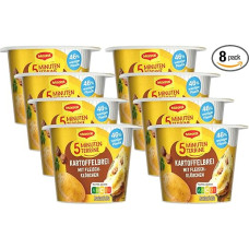 MAGGI 5 Minute Terrine Mashed Potatoes with Meatballs, Delicious Ready Meal with Mashed Potatoes with Beef, Creamy Savoury Potato Snack, Pack of 8 (8 x 46 g)