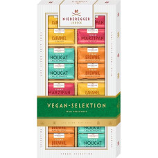 Niederegger Vegan Selection, 1 x 200 g, Varieties Brownie Almond Choc, Marzipan Classic, Caramel Crunch & Nougat Crunch Wafer, Chocolate Gift Vegan