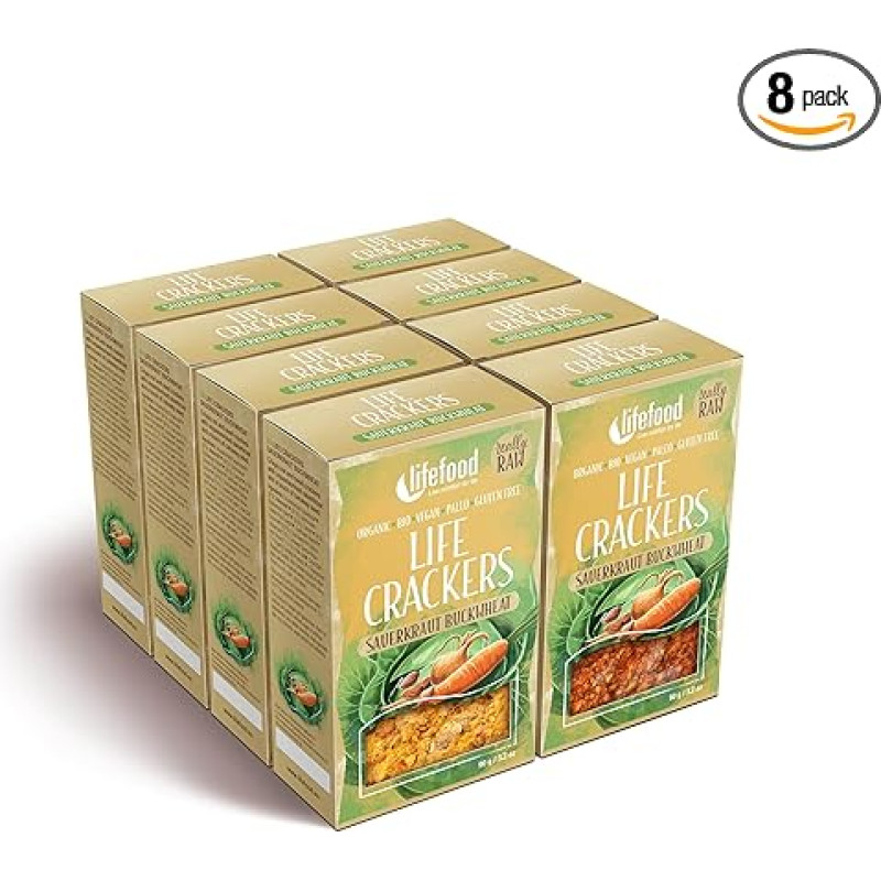 „lifefood“ krekeriai su raugintais kopūstais, 8 x 90 g