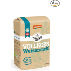 „Bauckhof“ kvietiniai miltai iš neskaldytų grūdų „Demeter“, 1 kg, pakuotė gali skirtis