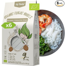 „Elf-Family“ ekologiški konjako makaronai (fettuccine) – 9 kcal, mažai angliavandenių turintys širataki makaronai, veganiški ir be glitimo, 270 g x 6 dėžutės (12 vnt. pakuotė)