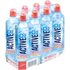 „O2 Active“ persikų skonio baltoji arbata, 8 x 0,75 l – negazuotas gaivusis gėrimas – švelniai aromatizuotas ir mažai kaloringas – 8 vnt. pakuotė