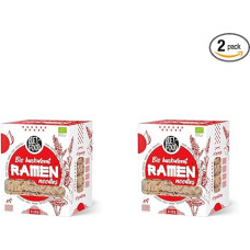 DIET-FOOD Ekologiški ramen makaronai iš grikių, be glitimo, vegetariški ir veganiški, be riebalų, be sojos, be glitimo, vandenyje tirpūs dietiniai makaronai, mažai kalorijų, 280 g (2 vnt. pakuotė)