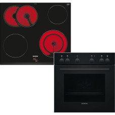 Siemens EQ110KAFB Built-In Cooker Set Consisting of Oven HE010FBA1 iQ100, Quick Heating, 3D Hot Air and Electric Hob EA631GNA1E iQ300, Dual Circuit Cooking Zone 21 cm, Switchable Roasting Zone, Black | Made in Germany, Schnellaufheizung, Gleichmäßige Hitz