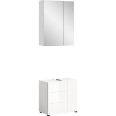 xonox.home „Vira X2LA9B12“ vonios kambario komplektas, 2 dalių, vidutinio dydžio, priekinė dalis balta, blizgi, giliai štampuotas korpusas iš balto melamino, su apšvietimu