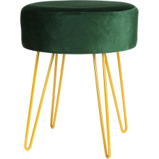 Harbour Housewares Round Velvet Footstool - 35 x 40 cm - Green