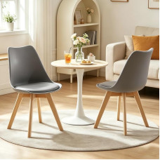 „Mid-Century Modern“ stiliaus valgomojo kėdės su išlenkta atlošine ir paminkštintu sėdimuoju, akcentinės kėdės valgomajam, virtuvei ir svetainei (pilkos spalvos)