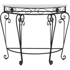 Konsolentisch, schmaler Glastisch, Flurtisch, Halbmond-Akzenttisch, Metallbeine für Wohnzimmer, Eingangsbereich oder hinter der Couch