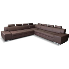 „Quattro Meble“ tikros odos kampinė sofa „London Spades“ RE 8z, 302 x 302 cm, sofa su miego funkcija, daiktų dėže ir atlošais. Tikros odos kampinė sofa, platus spalvų pasirinkimas