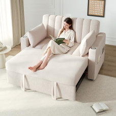„Merax“ dvivietė sofa-lova su miego funkcija, daugiafunkcinė sofa su reguliuojamu atlošu, išskleidžiama sofa-lova, sofa-lova su gėrimų laikikliais, šoninėmis kišenėmis ir 2 pagalvėlėmis, sofa, skirta svetainei