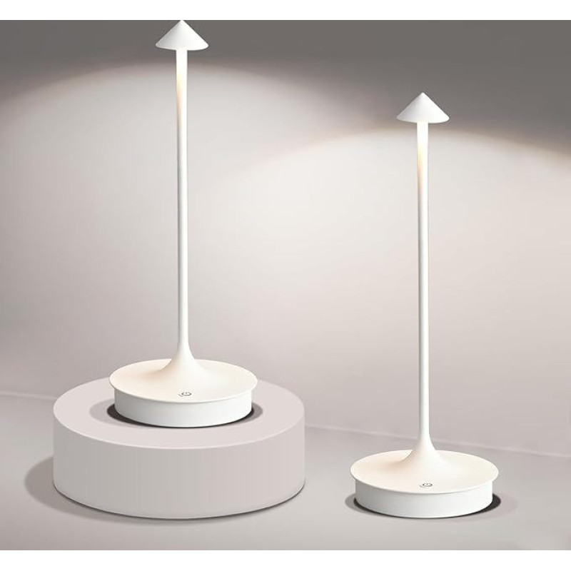 „Leomix“ belaidės stalo lempos, 2 vnt. rinkinys, baterijomis maitinamos stalo lempos, valdymas prisilietimu, IP54 | 2 LED lauko stalo lempos, pagamintos iš aliuminio, kiekvienoje – 4000 mAh baterija, reguliuojamas apšvietimo intensyvumas – skirtos valgomo