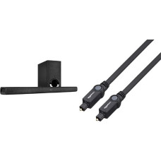 „Denon DHT-S416“ – aukštos kokybės 2.1 sistemos garso juosta televizoriui su belaidžiu žemų dažnių garsiakalbiu, „Google Chromecast“, „Wi-Fi“, „Bluetooth“, „Dolby Digital“, HDMI ARC, juodos spalvos ir „Amazon Basics“ „Toslink“ optinis skaitmeninis garso k
