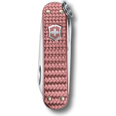 „Victorinox Classic Precious Alox“ kišeninis peilis, 5 funkcijos, daugiafunkcinis įrankis su žirklėmis, atsuktuvu, raktų žiedu, dovanų dėžutėje, „Gentle Rose“ | Šveicarijoje pagamintas kišeninis peilis, 5 funkcijos, „Gentle Rose“ „Alox“ rankena, austi mot