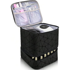 Cosmetic Bag, Nail Polish Storage, Black Diamond, Double Layer Portable Travel Makeup Bag, Women, Nail Polish Storage Bag, Waterproof for 30 Bottles