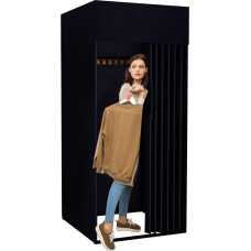 Freestanding Mobile Changing Room Portable Changing Room Black | Square floor-standing changing room with blackout curtain for clothing shop and shopping mall (200 x 100 x 100 cm)