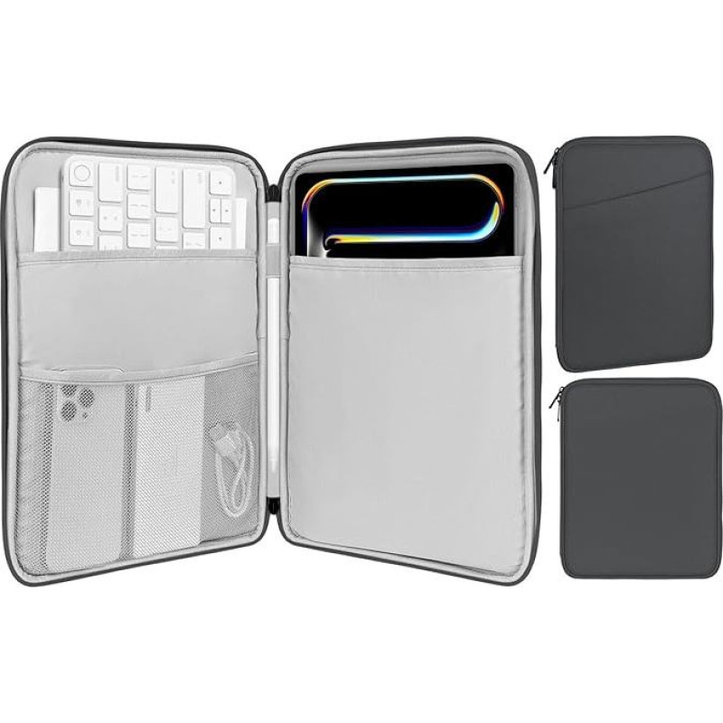 MoKo 12.9 inch Tablet Case, Polyester Fibre Tablet Sleeve Bag, Compatible with iPad Pro 12.9 M2 2022, iPad Pro 12.9 2021-2018/Pro 12.9 2017/2015, Galaxy Tab S8+ 12.4 inches, Dark Grey 2 | Fits tablet pocket fits iPad Pro 13 inch M4, iPad Air 13 inch M2 an