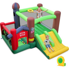 FANTASK Bouncy Castle with Blower, Slide, Jumping Area, Basketball Hoop, Throwing Game & Ball Pit, Children's Bouncy Castle for Indoor and Outdoor Use, 356 x 330 x 220 cm