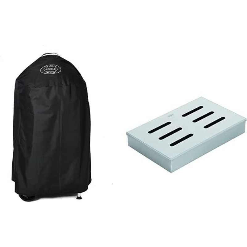 RÖSLE Charcoal Kettle Grill Cover Smoker No.1 F50/F50-S & Smoker Box, High-Quality Smoker Box for Aromatic Smoking Taste in Meat, Smoking on Gas and Charcoal Grills, Stainless Steel 18/10