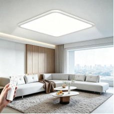 LED lubinis šviestuvas, 52 W, 50 cm, LED lubinis šviestuvas, 3000 K – 6500 K, reguliuojamas nuotolinio valdymo pultu, su naktinio apšvietimo ir laikmačio funkcijomis, skirtas svetainei, miegamajam, virtuvei ir vonios kambariui