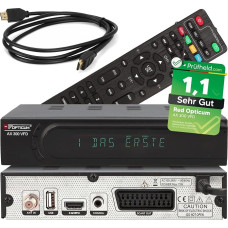 „Red Opticum HD“ palydovinis imtuvas AX 300 su VFD ekranu, suderinamas su PVR – įrašymas į USB, HDMI, SCART, koaksialinis – skaitmeninės televizijos imtuvas, skirtas palydovinei antenai / palydovui / palydovui + „netshop 25“ HDMI kabelis