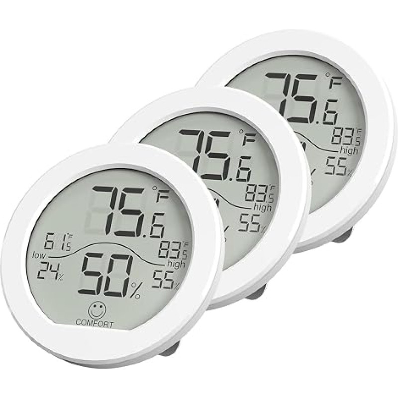 SECRUI Digital Thermometer Hygrometer Indoor 3 Pieces, Temperature & Humidity Meter, Temperature Meter & Humidity Meter, Indoor Thermometer, Room Thermometer for Home/Apartment Room | Temperature Humidity Meter, Temperature Meter & Humidity Meter Indoor T