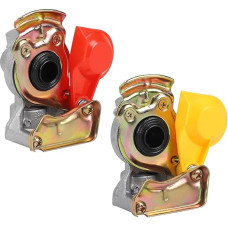 Clutch Head M16 with Valve Set Compressed Air Head M16 x 1.5 Red Yellow with Dust Cap for Truck Tractor Compressed Air Motor Car Agriculture Tractor Supply Brake Trailer Semi Trailer