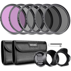 „NEEWER“ 72 mm objektyvo filtrų rinkinys: UV, CPL, FLD, ND2, ND4, ND8, objektyvo gaubtas ir objektyvo dangtelis, suderinami su „Canon“, „Nikon“, „Sony“ ir „Panasonic“ DSLR fotoaparatais su 72 mm objektyvu
